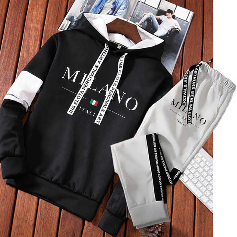 Tute da uomo, felpe con stampa a lettere O, pantaloni della tuta, design di tute, completi da jogging da uomo_voghion.com