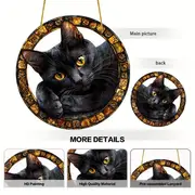 Midnight Feline Zonnevanger - 20 cm Mystiek Acrylkunstwerk. Betoverende decoratie voor op de veranda of op kantoor, het hele jaar door, een purrfect cadeau voor kattenliefhebbers._voghion.com