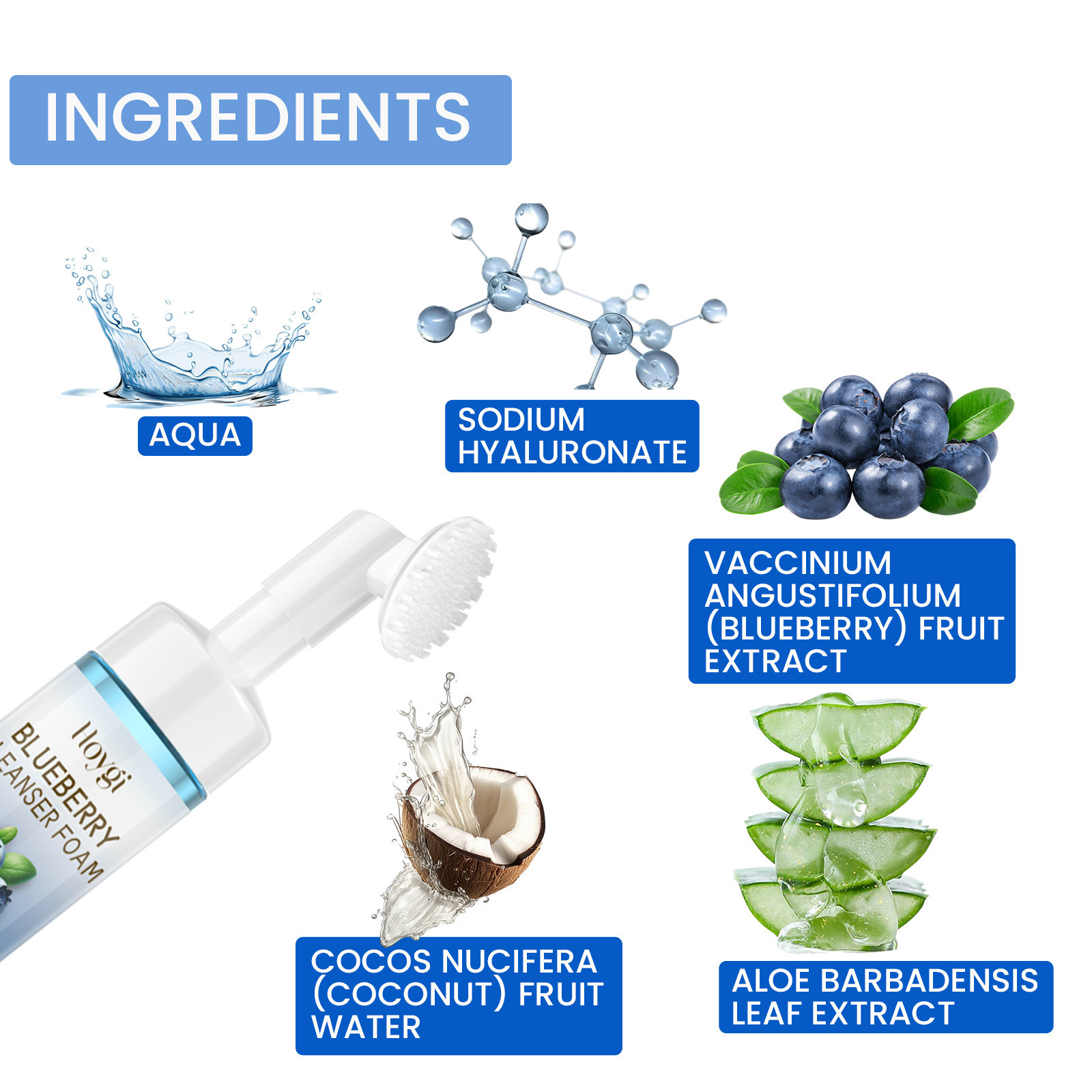 Hoygi Blueberry Schaumreiniger Reinigt das Gesicht mit zarter Textur, massiert und repariert dunkle Mitesser_voghion.com