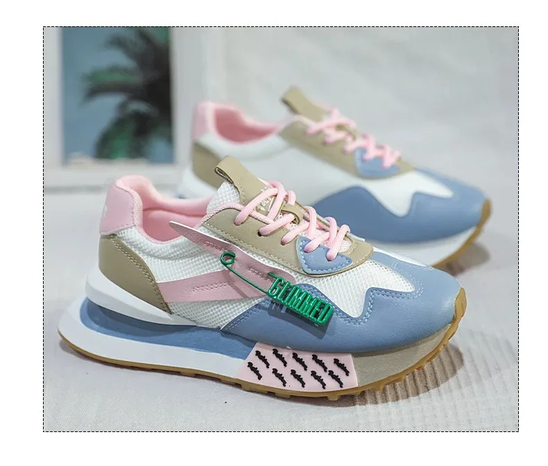 Women's Thick Soled Daddy Shoes Breathable Mesh Sports Trainers_voghion.com