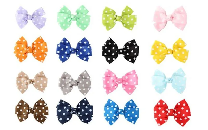 4 Inch Polka Dot Loopy Bow Boutique Girls Clips For Baby Teens Children Fashion Diy Grosgrain Ribbon Hair Bows_voghion.com