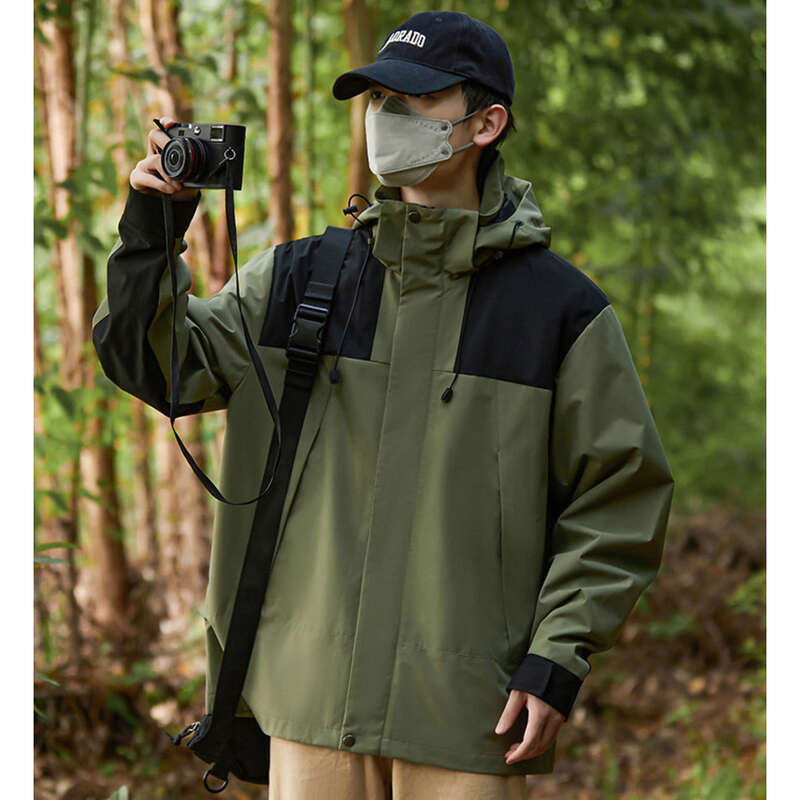 Spring Autumn New Outdoor Splicing Color Contrast For Couples, Windproof, Waterproof, Loose, Thin, Men's And Women's_voghion.com