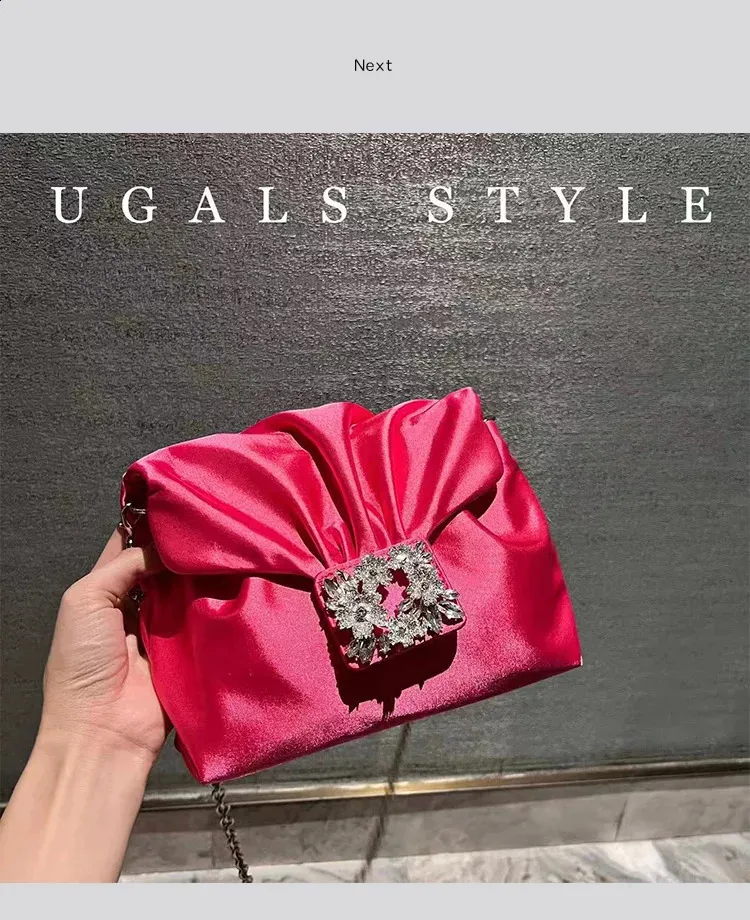 Elegante borsa da sera in raso pochette e borsa a tracolla_voghion.com