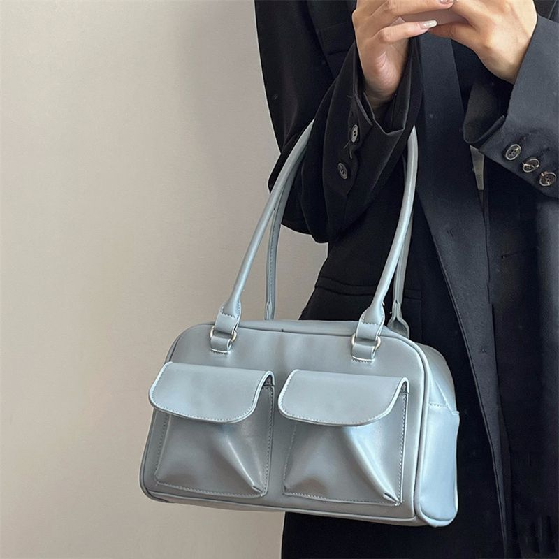 Retro Damen Satchel Hobo Bag PU Leder Einkaufstasche Fashion Solid Designer Achseltasche Casual Doppeltasche Hand_voghion.com