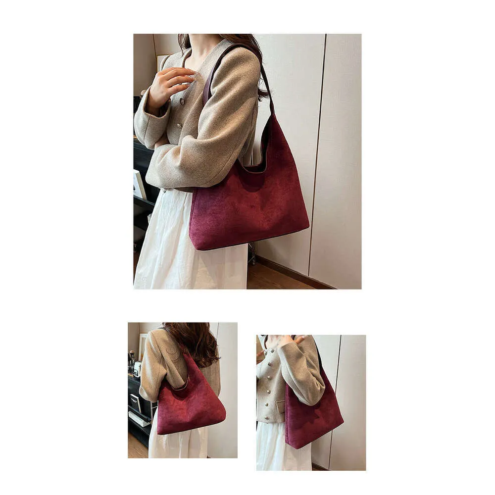 New Retro Niche Suede Women's Versatile Shoulder Fashionable Underarm Tote Bag_voghion.com
