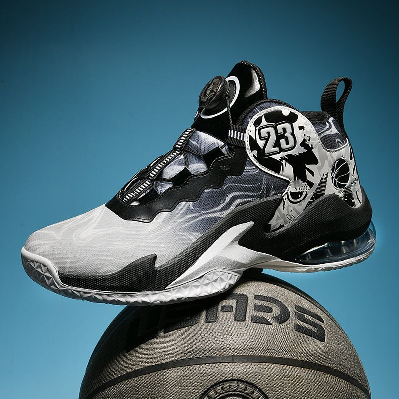 Neue High-Top-Basketballschuhe Herren aus Mesh-Gewebe, atmungsaktive Sportschuhe, rutschfeste Drehknopfschuhe für_voghion.com
