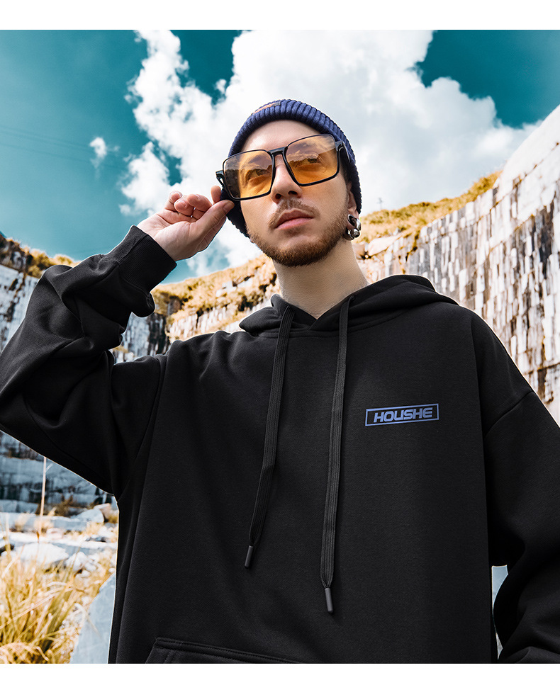 Herren Sweatshirt für Herbst Winter, Lockeres Oversized Top, Plüschiger und dicker Kapuzenpullover Trend, 2024 Neuer Mantel_voghion.com