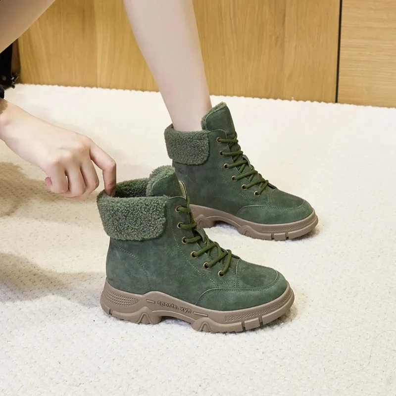 AIYUQI Sne Vintersko Skridsikre Flade Stor Størrelse Ægte Læder Dame Ankelstøvler 240719_voghion.com