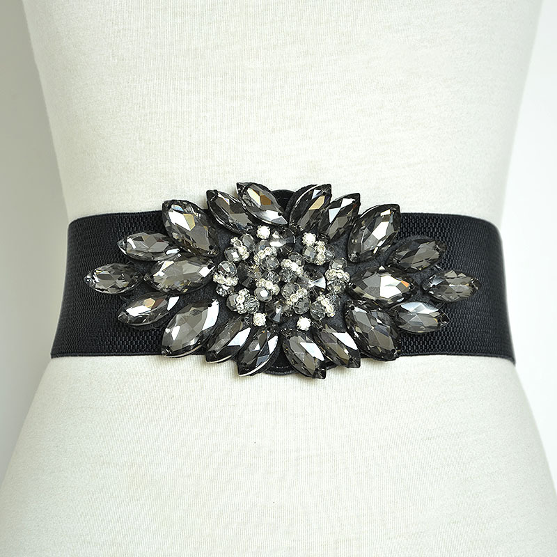 Beliebtes neues Produkt Wasser Diamant Gürtel elastische Kristall Perle Dekoration Rock Mantel Frauen breite Taille Abdeckung_voghion.com