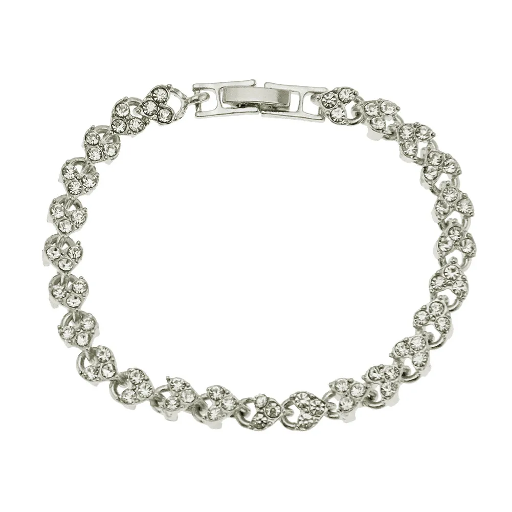 Rhinestone Heart Charm Bracelet With Gold And Silver Chain Style_voghion.com