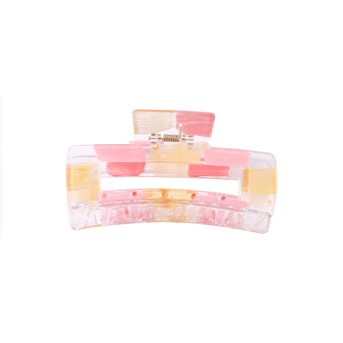Guanyang European and American gold foil brushed paint clip creative niche transparent shark clip female temperament back of the head bun hair clip_voghion.com