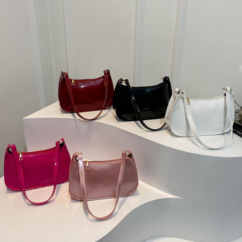 Retro Einfarbig PU Leder Schulter Unterarm Tasche Mode Casual Hobos Geldbörsen und Handtasche Damen Handtaschen_voghion.com