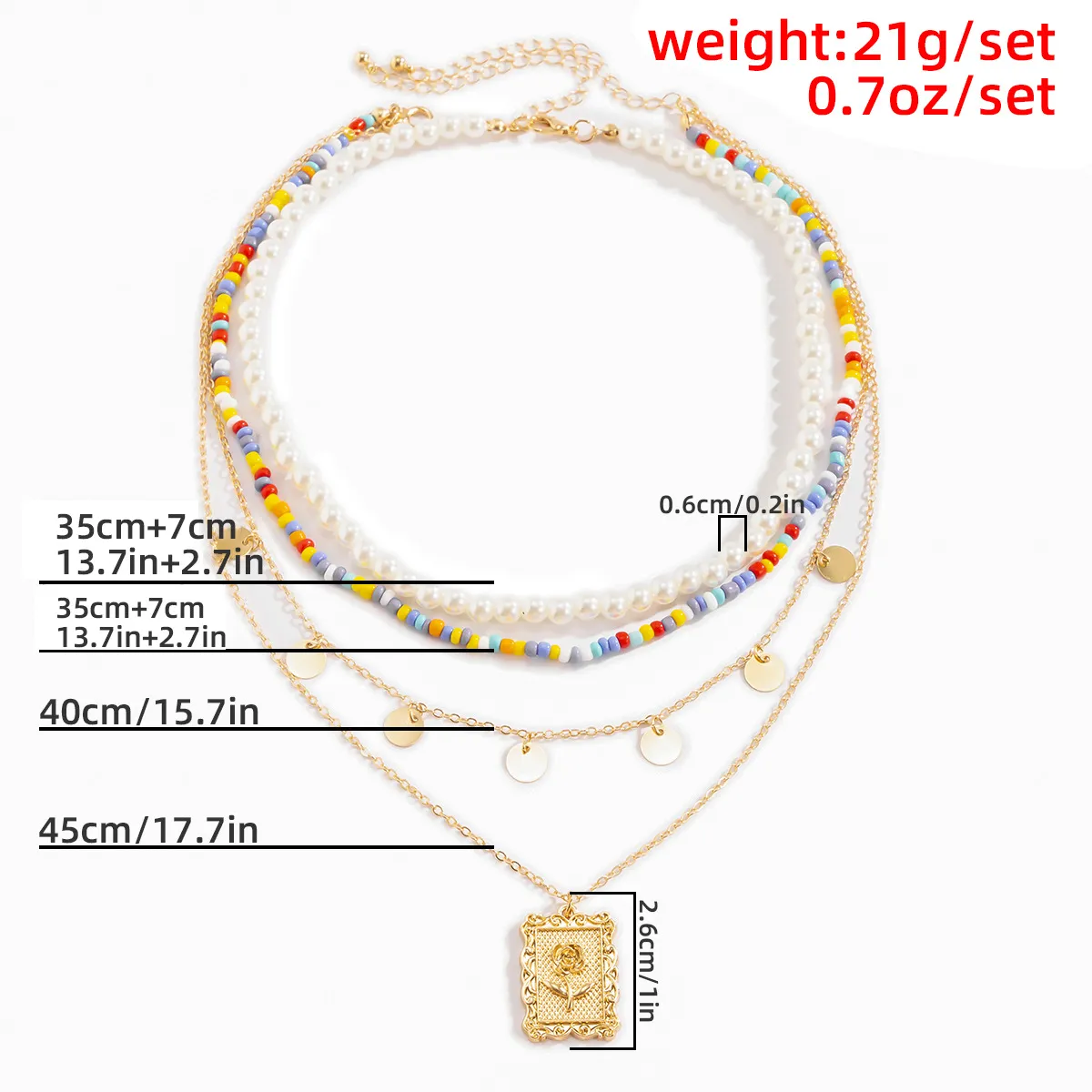 Collane con ciondolo 2022 Collana di perle di perline multistrato colorate vintage per donna Ciondolo in metallo con fiore geometrico in oro_voghion.com