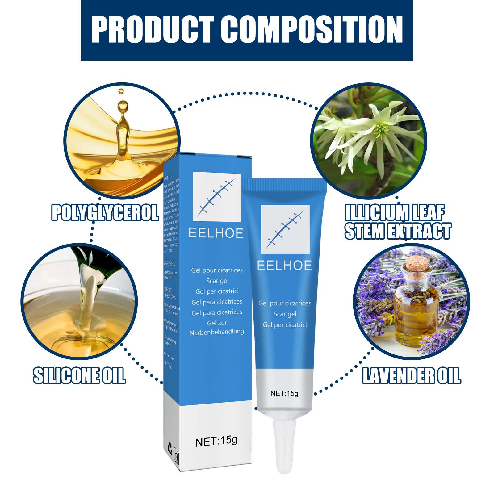 EELHOE scar gel external cold compress cream skin damage repair type softening, smoothing and moisturizing_voghion.com