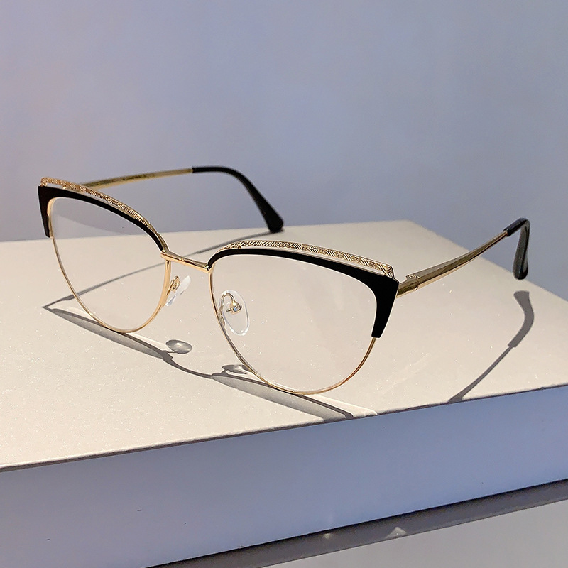 Mode Nieuwe Cat Eye Anti-Blauw Licht Frame Internet Beroemdheid Zelfde Stijl High-End Ins Blote Gezicht Afslanken Zonder Recept_voghion.com