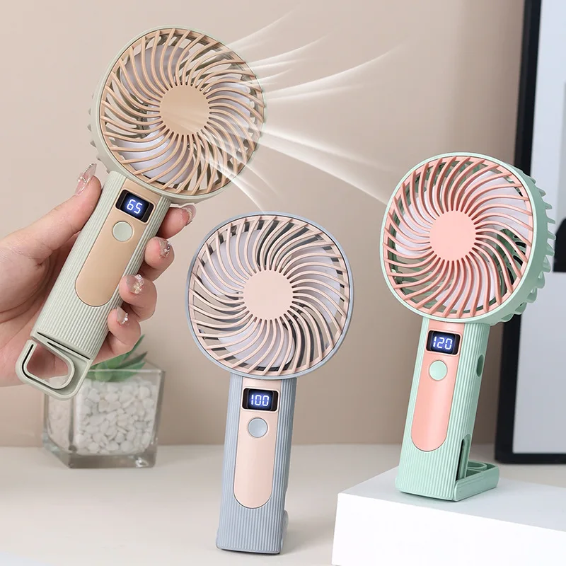 Handheld Mini Fan With Digital Display And Usb Rechargeable Design_voghion.com