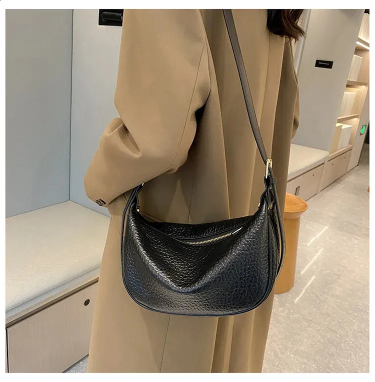 Geantă de umăr pentru femei, geantă de mână din piele naturală cu 3 straturi cu fermoar, geantă de mână din piele de vacă, geantă crossbody pentru femei, geantă de mână Hobos Messenger Tote_voghion.com