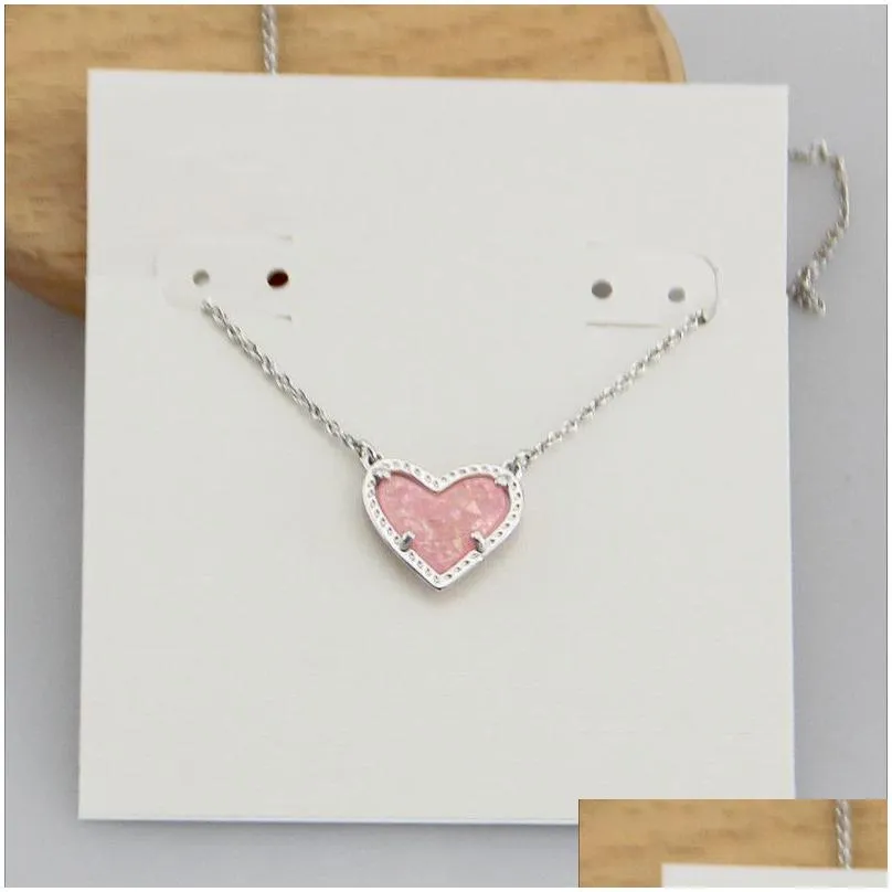 Anhänger Halsketten Halskette Herz Druse Echt vergoldet Baumeln Glitzer Schmuck Brief Geschenk mit Staubbeutel Tropfen_voghion.com