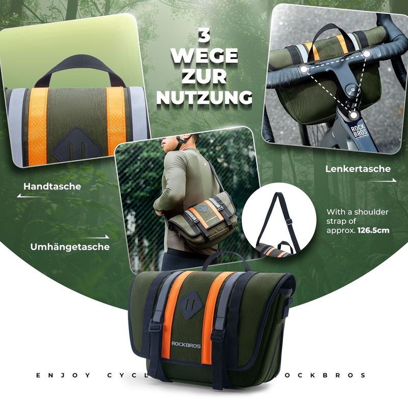 ROCKBROS Handlebar Bicycle Bag Crossbag With Shoulder Strap Electric Scooter 4L_voghion.com