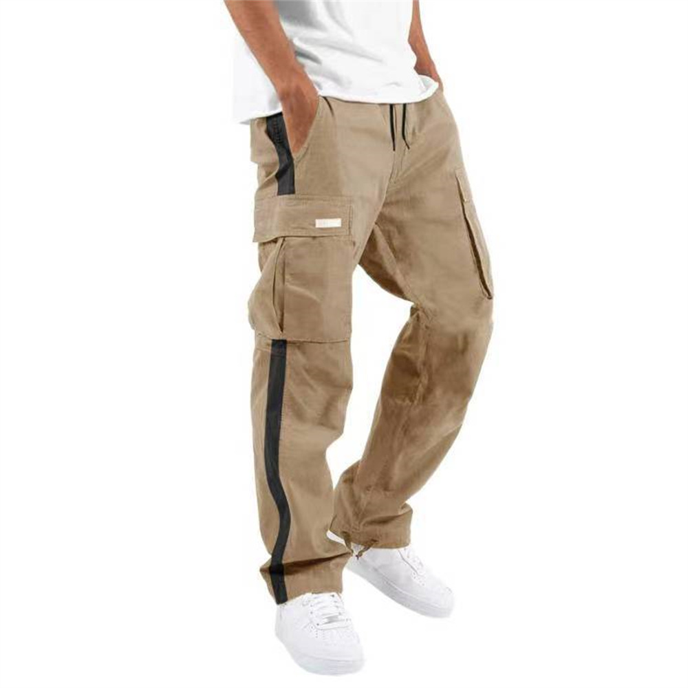 Men's Clothing Drawstring Pocket Color Patchwork Pants_voghion.com