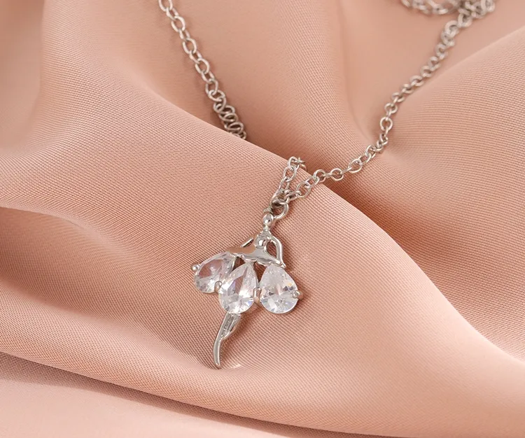 Colliers pendentifs mode cristal ballerine fille polyvalent fée_voghion.com