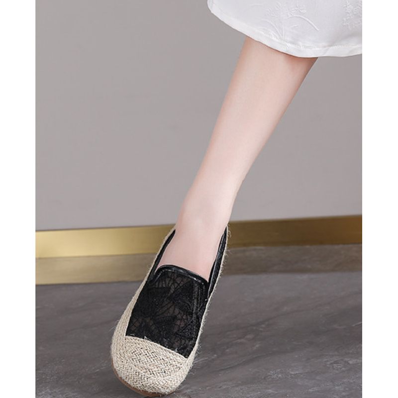 Fisherman Women 2024 new summer lace mesh lazy one slip-on cloth soft sole single shoes_voghion.com
