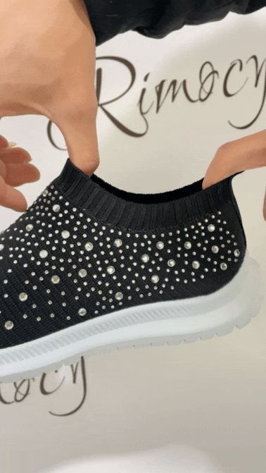Sneakers donna in mesh con cristalli e suola morbida bianchi_voghion.com