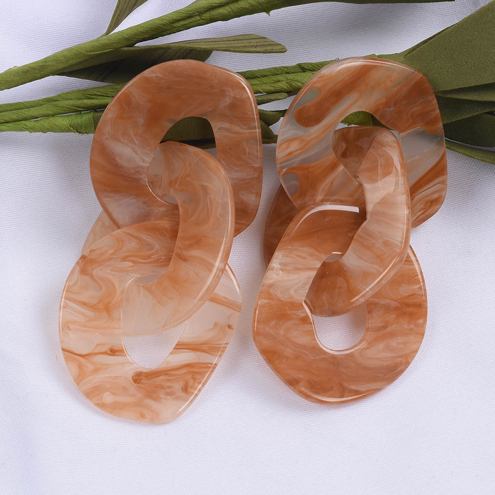 Marble Pattern Chain Buckle Earrings For Women Fashion Jewelry_voghion.com