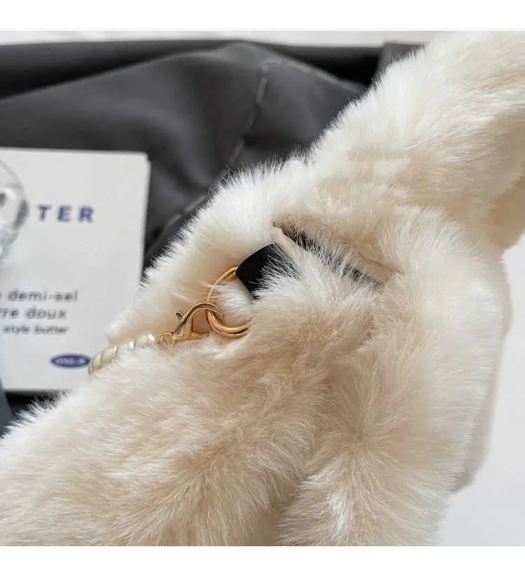 Borsa a mano in peluche donna borsa a tracolla morbida casual_voghion.com