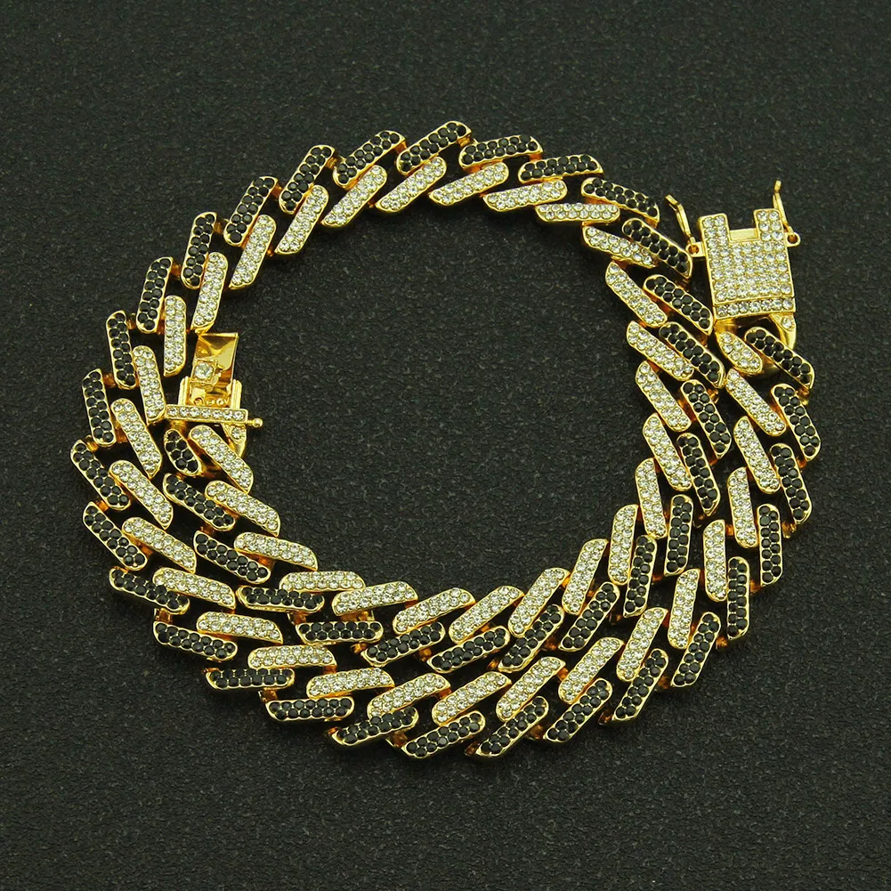 Collana con catena a maglie cubane con diamanti Bling Hip Hop in oro e argento personalizzato da 13 mm e 10 colori per uomo Miami Rapper Bijoux Uomo_voghion.com