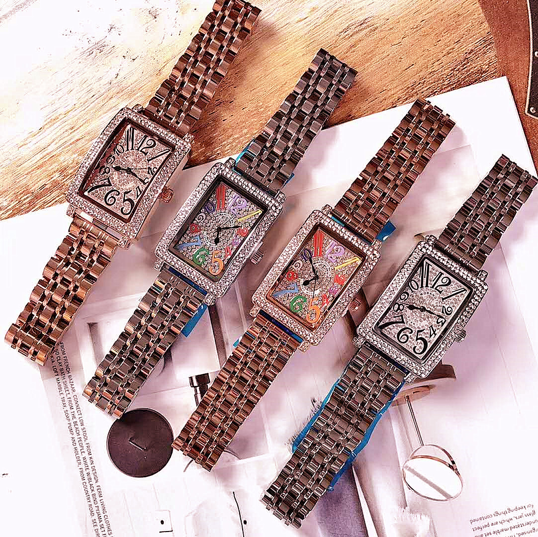 Mote trendy klokke i ny stil, diamantinnlagt digitalt rektangulært armbåndsur i stål_voghion.com