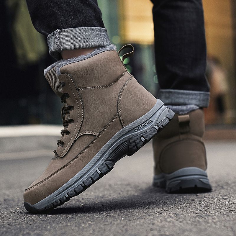 Herren Bergschuhe plus Flor verdickte warme Nordost-Baumwollstiefel in großer Größe mit hohem Schaft und warmen Schuhen_voghion.com