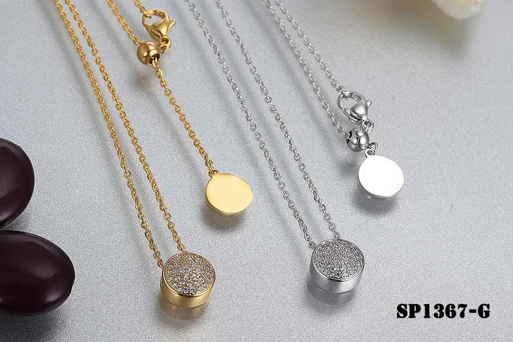 Pendant Necklace For Women Adjustable Copper Round Stone Jewelry_voghion.com
