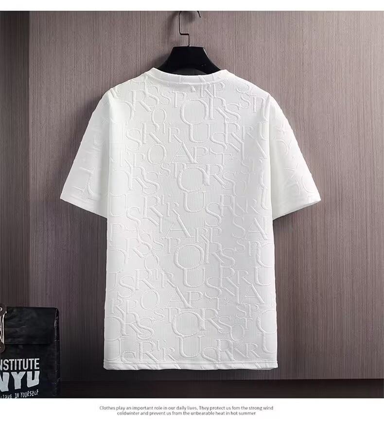 Men's Clothing Summer Suit Trendy All Match Loose Casual Short Sleeved T Shirt Waffle Top Shorts_voghion.com