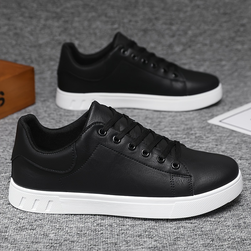 Herren-Skateboardschuh aus PU-Leder mit Schnürung, trendiger, bequemer, leichter Outdoor-Schuh mit rutschfester Sohle zum Gehen und Joggen_voghion.com