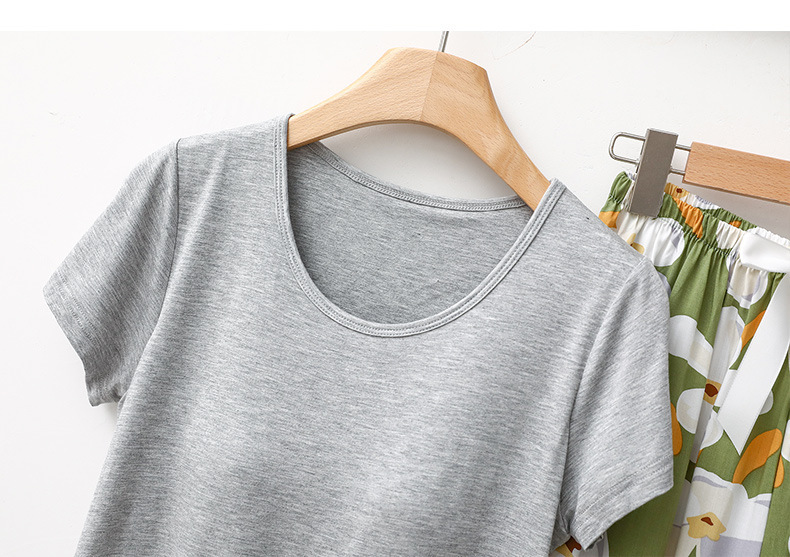  Women's Sleepwears Cotton silk Modal floral trousers homewear_voghion.com