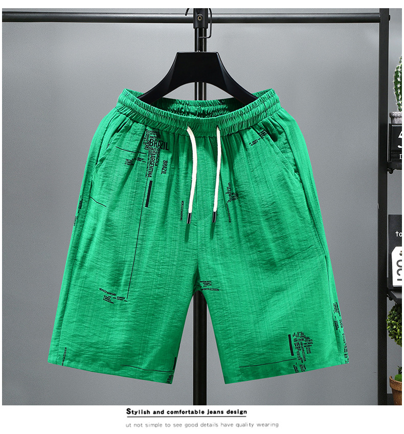 Fat up size 5/4 summer beach casual running sports shorts for men's 5/8 straight leg pants_voghion.com