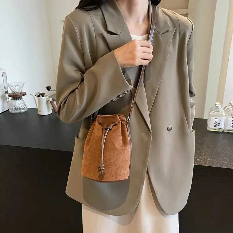 Suede Drstring Small Shoulder Bag Dark BrownC241217_voghion.com