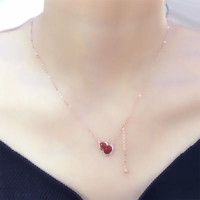 Catene Classiche 585 Viola Oro Intarsio Rubino Zucca Collana Per Le Donne Placcato 14k Rosa Pendente Vintage Stile Cinese Gioielli_voghion.com