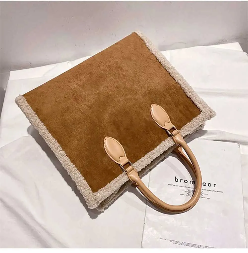 Lammwolle mit Beutel Nischendesign Sinnvolle Textur Große Kapazität Plüschhandtasche Lässige Mode Einzelne Schultertasche_voghion.com
