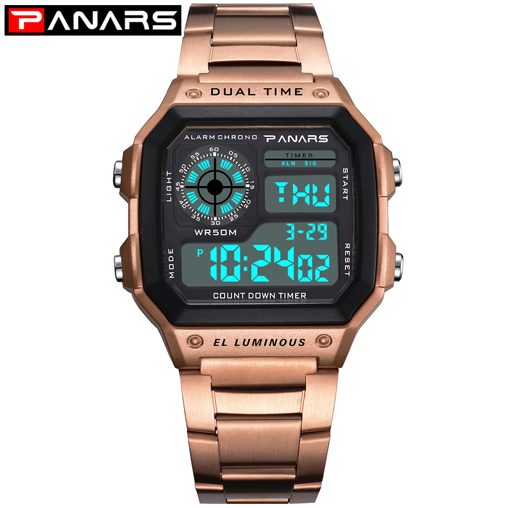 Classic Waterproof Multifunctional Sports Square Fashion Electronic Same Style Luminous Alloy Watch_voghion.com