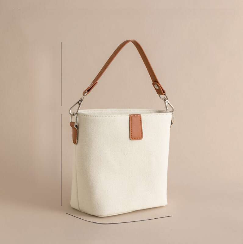 Bucket New Crossbody Handy Schulter, einfache Mode Temperament, Damen Taschen, Leinwand_voghion.com