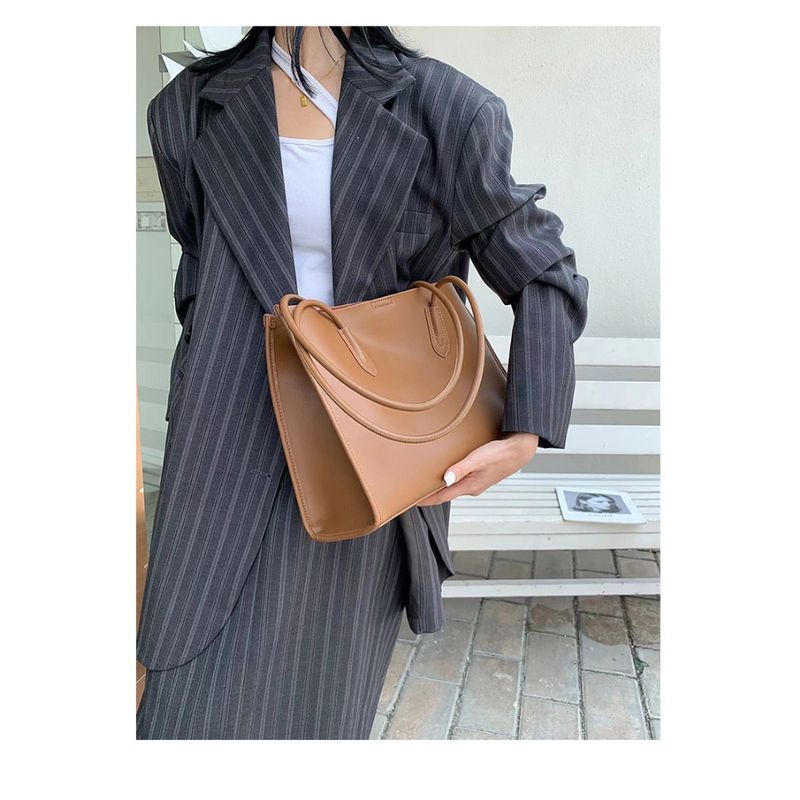 Vielseitige echte Ledertasche für Damen, Nische, hochwertige Tragetasche, große Kapazität, Umhängetasche_voghion.com