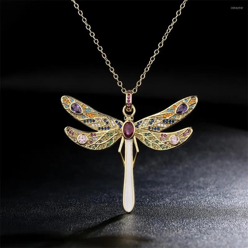 Colliers pendentifs ACHETER 2023 CZ Zircon Pave Setting Grande taille Dragoy pour femmes Collier chaîne en cuivre doré Cadeau_voghion.com