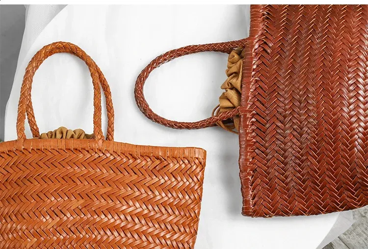 Geflochtene Ledertasche Damen Handtasche Aus Echtem Rindsleder_voghion.com