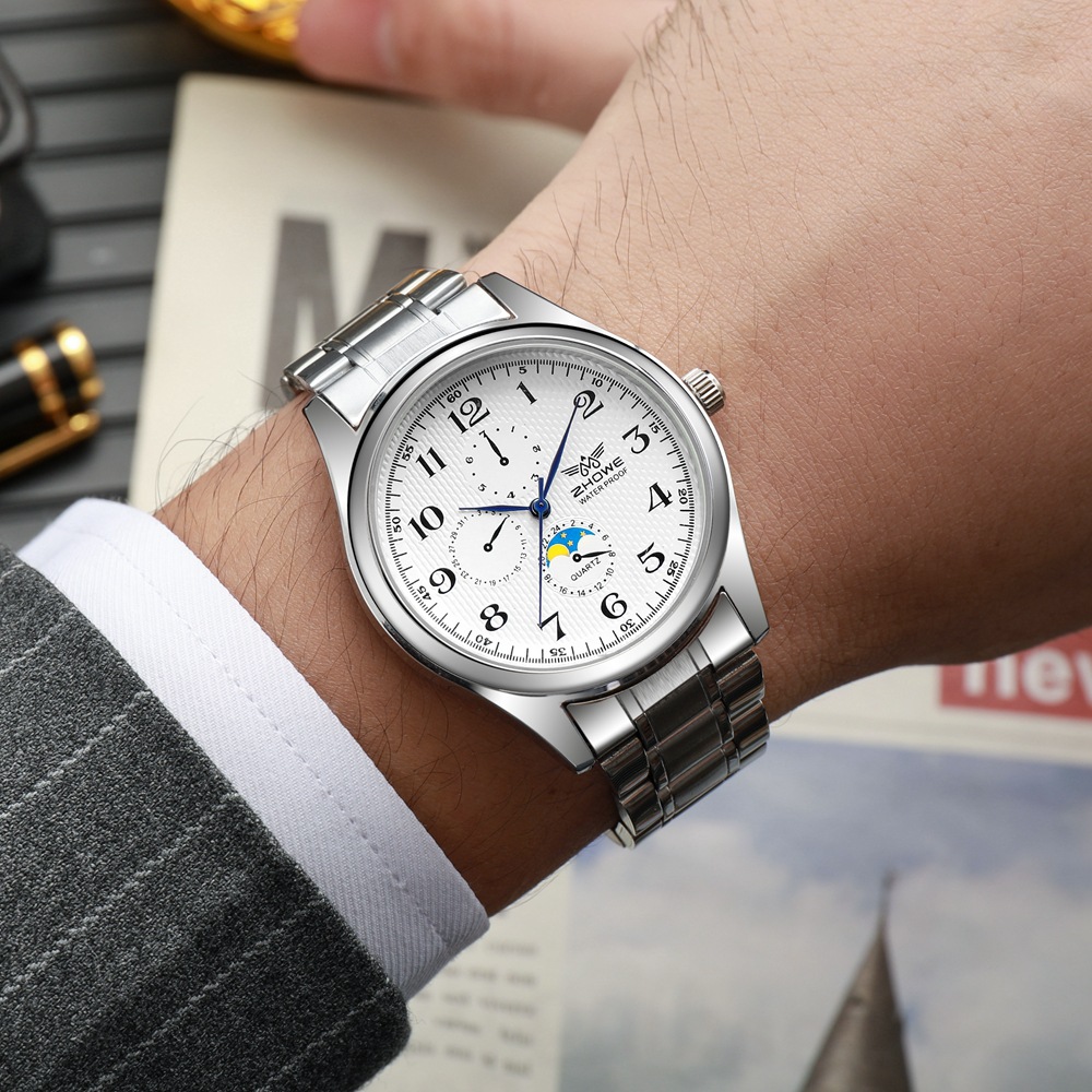 Dreiäugiges Paarpaar, personalisiertes Temperament, blaue Nadel mit einfacher Business-Herrenuhr, OL-Damenuhr_voghion.com