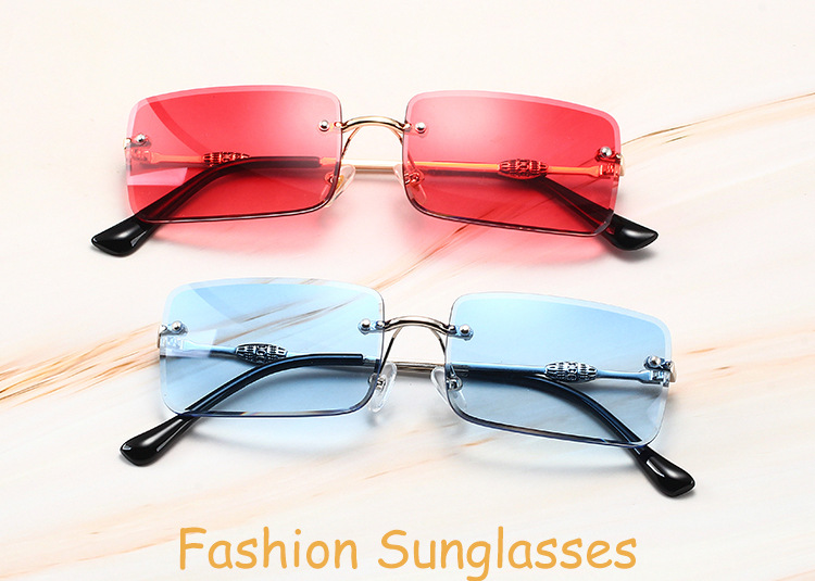Herenzonnebrillen Eenvoudige frameloze vierkante metalen zonnebril Trendy heren- en damesmode Straatfotografie zonnebrillen Zonnebrillen_voghion.com