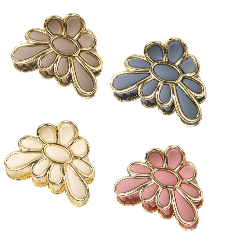 Women's Hair Accessories Hairpin Micro-inlaid Gold-rimmed Hair Clip For Women Simple And Fashionable Back Of The Head Flower Shark Clip Hairpin_voghion.com