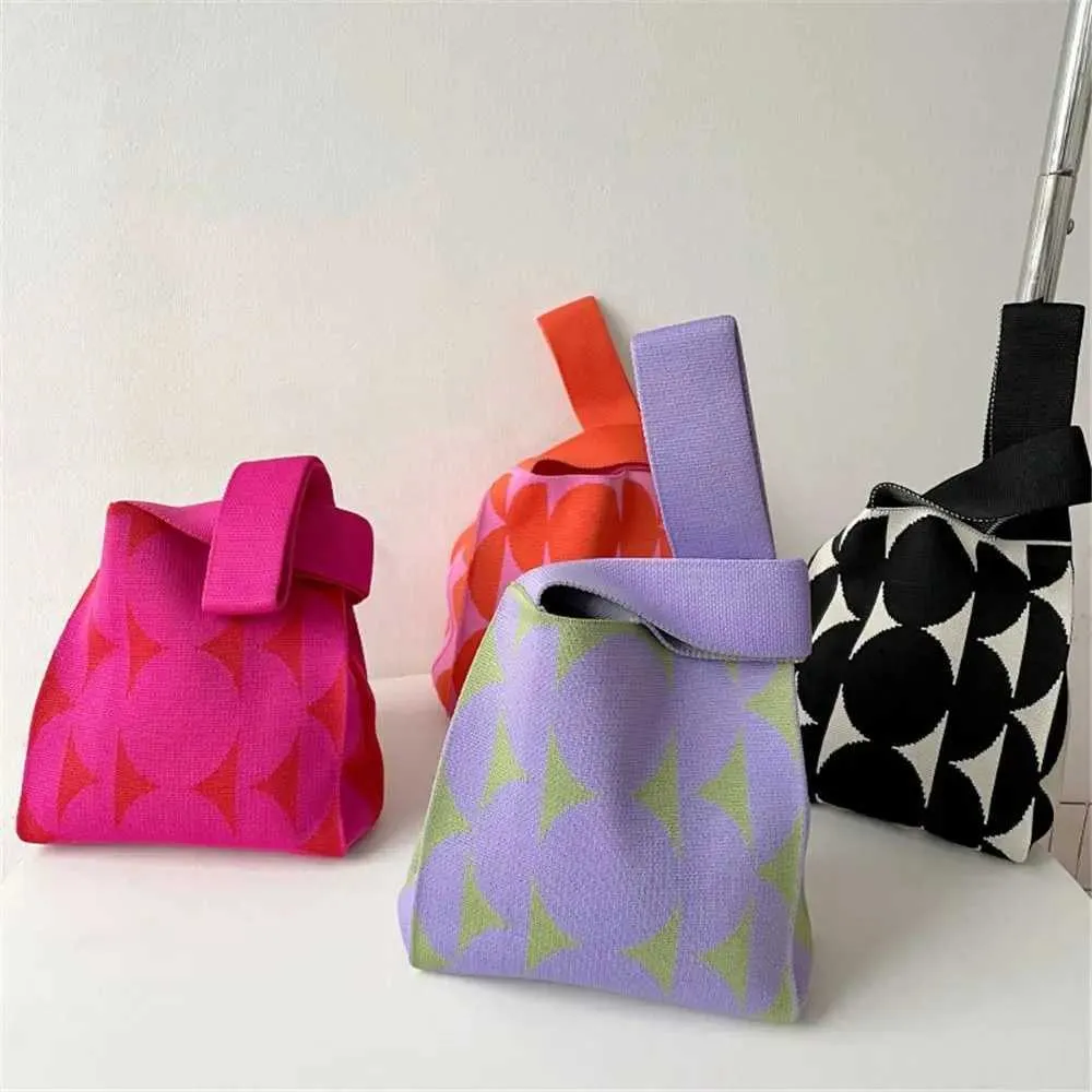 4-color mini suitable for girls reusable handmade knitted handbag shopping bag Y241106_voghion.com