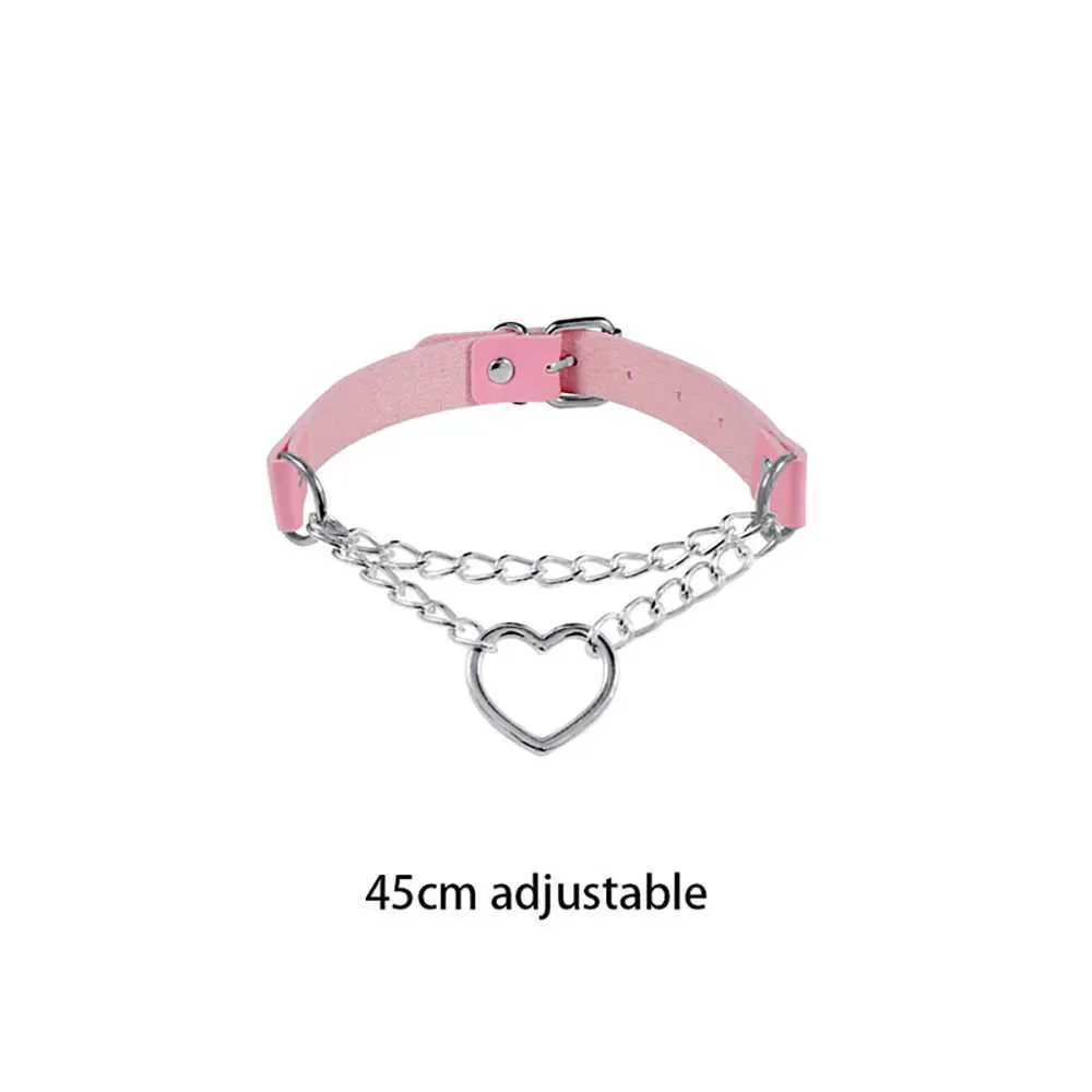 Collier ras du cou gothique en cuir avec pendentif rose sexy et tendance pour femme_voghion.com